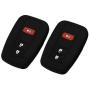Lcyam 2Pcs Black Soft Material Silicone Key Fob Cover Case 3 Buttons Fits for Toyota Avalon Corolla Camry RAV4 Prius Smart Keyless Remote