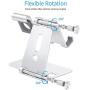 Foldable Apple Watch Stand - OMOTON Portable Aluminum 2 in 1 Charging Stand Holder Dock for Nightstand, Designed for Apple Watch, Compatible with All iPhone and Android Phones, Silver
