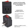 BindmMaster 3 Prong Grounded Single Port Power Adapter with Red Light Indicator On/Off Switch to be Energy Saving, Black (3 Pack)
