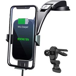 15W Metal Frame Wireless Car Charger Ennuts Auto-Clamping Qi Fast Charge Wireless Car Charger Mount Dashboard Air Vent Phone Holder Compatible for iPhone 11 Pro Max/11,Samsung Galaxy S20/S10 and More