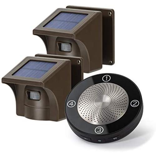 eMACROS 1/2 Mile Long Range Solar Wireless Driveway Alarm Outdoor Weather Resistant Motion Sensor & Detector-Security Alert System-Monitor & Protect Outside Property,No Need to Replace Battery