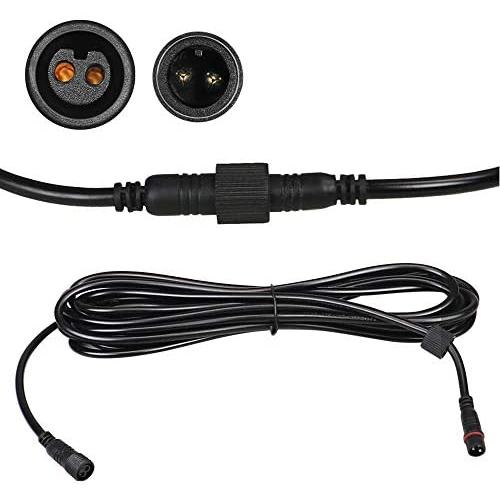 Outdoor LED Solar Flood Street Security Light 2 Pin Plug Power Connection Extension Cord Cable Waterproof 16.4Ft Used for YQL Lighting 60W 100W Solar Panel Powered (1 Pack)