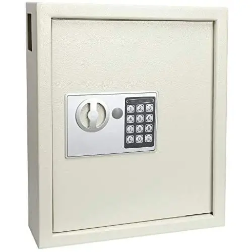 KYODOLED Electronic 40 Key Cabinet Wall Mount,Digital Key Safe Lock Box,Large Security Lockbox for House Key,Heavy Duty Combination Lock Storage,14.37 X 11.8 X3.93White 40 Keys