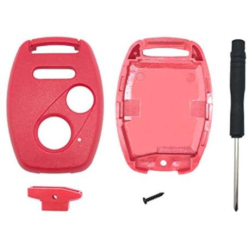 Replacement Key Fob Shell Fit for Honda Accord Crosstour Civic Odyssey CR-V CR-Z Fit 3 Buttons Keyless Entry Remote Case Car Key Housing (Red)
