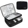 KALIM Cable Organizer Bag, Waterproof Electronic Accessories Soft Case, Traveling Wire Bag for iPad Mini Cables Phone Chargers Adapter Flash Hard Drive and More(Large/Black)
