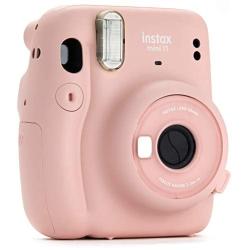Fujifilm Instax Mini 11 Instant Camera + Fujifilm Instax Mini Twin Pack Instant Film (16437396) + Single Pack Rainbow Film + Case + Travel Stickers (Blush Pink)