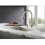 DELTA FAUCET CO 19962-SSSD-DST Stainless Steel Single Pul Kitchen Faucet with Soap Dispenser