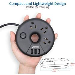 Power Strip with USB, NTONPOWER Travel Charging Station, 3 Outlets 3 USB Desk Organizer,5 ft Short Travel Extension Cord,Compact for Cruise Home and Dorm Room-Black