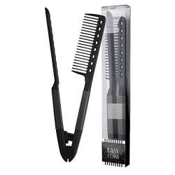 Herstyler Comb For Straightening Hair - Hair Styling Comb For Great Tresses - Flat Iron Comb With A Firm Grip - Straightening Comb For Knotty Hair - Flat Iron Heat Resistant Comb - Get wooed (Black)