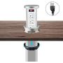 QBA Automatic Pop Up Socket, Pop Up Power Outlet, Pulling Pop Up Power Outlet with 3AC Outlets & 2 USB Ports, Hidden Recessed Pop-Up Power Socket or Household Kitchen Counter Office Conference(White)