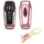 Royalfox(TM) 4 5 Buttons TPU Smart keyless Entry Remote Key Fob case Cover Keychain for Ford Mustang F-150 F-450 Explorer Taurus Fusion Edge,Lincoln MKZ MKC MKX (Pink)