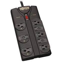 Tripp Lite TLP808B 8 Outlet Surge Protector Power Strip, 8ft Cord Right Angle Plug, Black, Lifetime Insurance