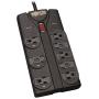 Tripp Lite TLP808B 8 Outlet Surge Protector Power Strip, 8ft Cord Right Angle Plug, Black, Lifetime Insurance