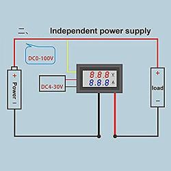 Eiechip LED Digital Voltmeter Ammeter, Mini DC Digital Multimeter 100V 10A, Blue Red LED Amp Dual Digital Display Volt Meter Gauge, Car Current Monitor Tester 0.28''