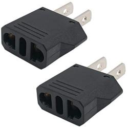 US Plug Adapter, Small European to US Plug Adapter, Black European to American Outlet Plug Adapter, EU to US Adapter, Fireproof Safe Europe/Asia to USA/Canada Travel Power Plug Adapter (2-pack)