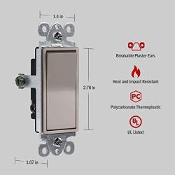 ENERLITES 3-Way Decorator Paddle Light Switch, Single Pole or Three Way, 3 Wire, Grounding Screw, Residential Grade, 15A 120V/277V, UL Listed, 93150-NK, Nickel