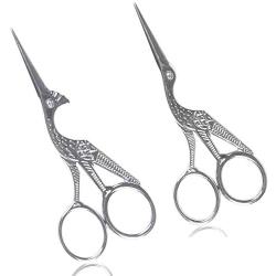 BIHRTC Pack of 2 Scissors 4.5 Inch Sewing Scissors Silver Stainless Steel Sharp Tip Scissors Bird Design Embroidery Scissors Shears for Office Embroidery Sewing Craft Art Work and Everyday Use