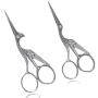 BIHRTC Pack of 2 Scissors 4.5 Inch Sewing Scissors Silver Stainless Steel Sharp Tip Scissors Bird Design Embroidery Scissors Shears for Office Embroidery Sewing Craft Art Work and Everyday Use