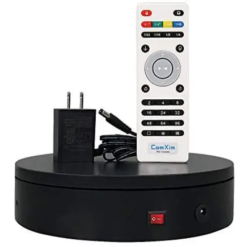 ComXim 360 Degree Black Electric Turntable,Direction, Angle and Rotation Mode,7.87in Diameter,44lb Capacity,Product Photography, Product,Cake and Jewelry Display，