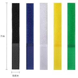 KOOWIN 60 PCS 7 x 3/4 Inch Reusable Fastening Cable Ties Green Nylon Straps Strips Wire Organizer Cord Rope Holder Under Desk Cable Management Wraps Cord Wire Organizer for Home Office