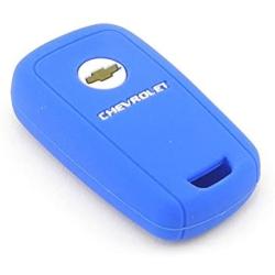iSaddle Silicone Protecting Vehicle Remote Start Key Case Cover Fob Holder for Chevrolet Camaro Cruze Equinox Malibu Orlando Sonic (Dark Blue Color)