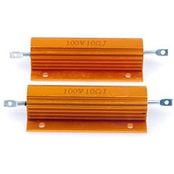 LM YN 100 Watt 10 Ohm 5% Wirewound Resistor Electronic Aluminium Shell Resistors Gold Suitable for Inverter, LED Lights,Frequency Divider, Servo Industry 2-Pcs