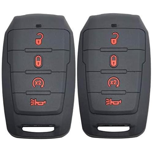 2Pcs Coolbestda 4Button Key Fob Case Cover Remote Keyless Glove Pouch Protector for 2021 2020 2019 Ram 1500 68401332AA/AB 68291689AD