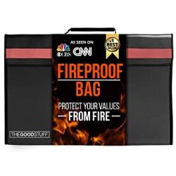 The Good Stuff Fireproof Waterproof Document Storage Bags (2000℉), Protect Important Documents from House Fires, Hurricanes, and Tornadoes, Easy to Carry Fireproof Box Bags (Extra Strength)
