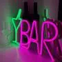 LED Bar Sign Neon Light for Business Remote 8 Modes(Flash) Green Cocktail Glass & Pink BAR Light Up Letter Beer Sign USB Wall Art Décor for Pub, Bistro, Party,Man Cave,Home,Basement(ABARLUF8M)