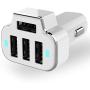 Aduro 4 Port Car Charger USB Adapter, 12V Fast Car Charger USB Adapter Power Station 5.2A/26W Output (White)