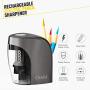 Electric Pencil Sharpener-CNASA Rechargeable Automatic Pencil Sharpener, Helical Blade to Fast Sharpen, Auto Stop Sharpener for 6-8mm No.2 & Colored Pencils for School Office Home Grey