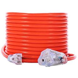 KMC 16AWG Power Outdoor Extension Cord with Light, Bright Orange Extension Cord - 50 Feet
