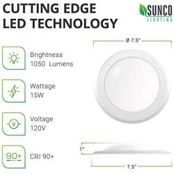Sunco Lighting 48 Pack 5 Inch / 6 Inch Flush Mount Disk LED Downlight, 15W=100W, 5000K Daylight, 1050LM, Dimmable, Hardwire 4/6'' Junction Box, Recessed Retrofit Ceiling Fixture
