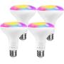 Smart Light Bulb, TECKIN LED RGB Color Changing 2.4G(Not 5G),E27 100W 1300LM Equivalent Compatible with Alexa and Google Home, 2900K-6000K BR30 WiFi Light Blubs(13W), 4 Pack