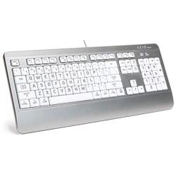 Azio KB540 (Mac Version) - Large Print 3-Color LED Wired USB (Type C) Keyboard with Antimicrobial Protection, Washable, Waterproof IP66, Blue Purple Red