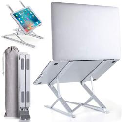 Homelux Theory Portable Laptop Stand Double Layer 6+9 Levels Adjustable Ergonomic Portable Aluminum Laptop Desk, Lightweight Foldable Laptop Stand for MacBook Air Pro,Dell,HP,Acer & More up to 15.6”