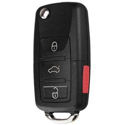 Olivine Auto Flip Folding Remote Key Shell for VW Volkswagen Jetta Passat Golf Beetle Rabbit GTI CC EOS Replacement with Logo Car Key Shell Case (1PCS)