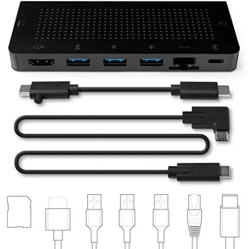 Twelve South StayGo | USB-C Hub for Type C MacBooks, Laptops and iPad Pro with included 1 meter desktop cable + stowable travel cable for Home, Office & Travel