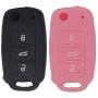 LemSa 2Pcs Silicone Keyless Entry Remote Car Smart Key Fob for VW Volkswagen Jetta GTI Passat Golf Tiguan Touareg Beetle, Black/Pink
