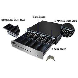 HK SYSTEMS 16'' Heavy Duty Black Manual Push Open Cash Drawer with 5Bill/5Coin Stainless Steel