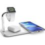 Dual 10-Watt Aluminum Wireless Charging Pad and Watch Charger Station, Qi and MFi Certified, Supports Apple and Samsung Fast Charge, Adapter Included, White