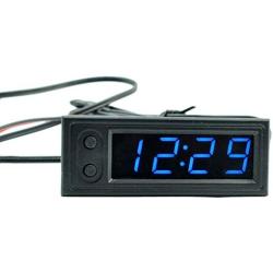 Car Temperature Clock - Car Clock 12V 3 in 1 Thermometers Voltmeter Gauge Electronic Clock LED Digital Display LCD Screen