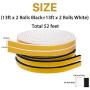 Weather Stripping for Doors-4 Rolls, 1/4 Inch Wide X 1/8 Inch Thick Total 52 Feet Long, High Density Adhesive Foam Tape Window Insulation Gasket Tape (13ft x 2 Rolls Black+13ft x 2 Rolls White)