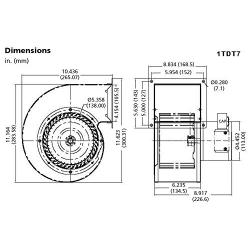 Dayton 1TDT7 Blower, 542/409 CFM, 115V, 2.00/1.54 Amp