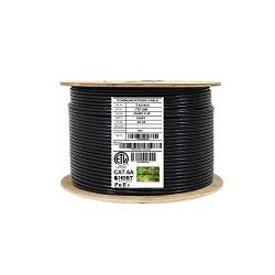 CAT6A Shielded Riser (CMR), 1000ft, F/UTP 23AWG, Solid Bare Copper, 650MHz, 10Gb, UL Certified, UL-LP Certification, Bulk Ethernet Cable Reel in Black