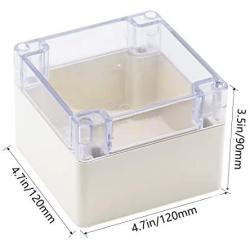 Zulkit Junction Box ABS Plastic Dustproof Waterproof IP65 Universal Electrical Boxes Project Enclosure Grey with Clear Cover 4.7 x 4.7 x 3.5 inch (120 x 120 x 90mm)