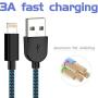 PLmuzsz MFi Certified iPhone Charger 5 Pack(3+3+6+6+10ft) High Speed Nylon Braided USB Fast Charging&Data Syncs Cord Compatible iPhone Xs/Max/XR/X/8/8Plus/7/7Plus/6S/6S Plus/SE/iPad/Nan Black&Blue