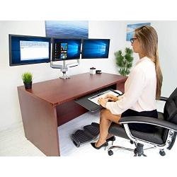 Mount-It! Triple Monitor Mount | Desk Stand with USB and Audio Ports | 3 Counter-Balanced Gas Spring Height Adjustable Arms for Three 24 27 30 32 Inch VESA Screens | C-Clamp and Grommet Bases Included