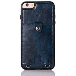 Jaorty PU Leather Wallet Case for iPhone 6 Plus/6S Plus Necklace Lanyard Case Cover with Card Holder Adjustable Detachable Anti-Lost Neck Strap for 5.5 inch Apple iPhone 6 Plus,iPhone 6S Plus,Blue