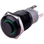 Ulincos Latching Push Button Switch U16F2 1NO1NC SPDT ON/OFF Black Shell with Green LED Ring Suitable for 16mm 5/8'' Mounting Hole (Green)
